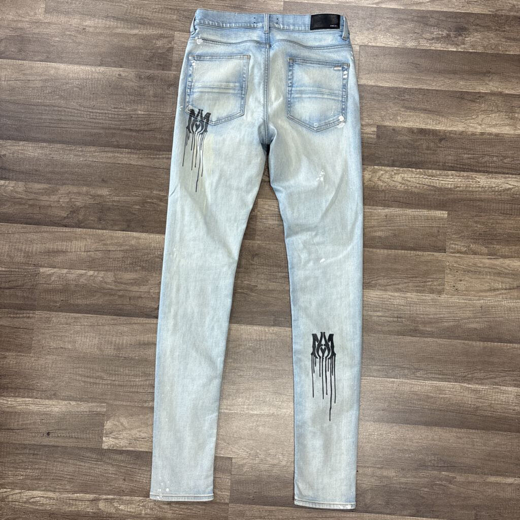Amiri Jean MA Logo paint splatter blue