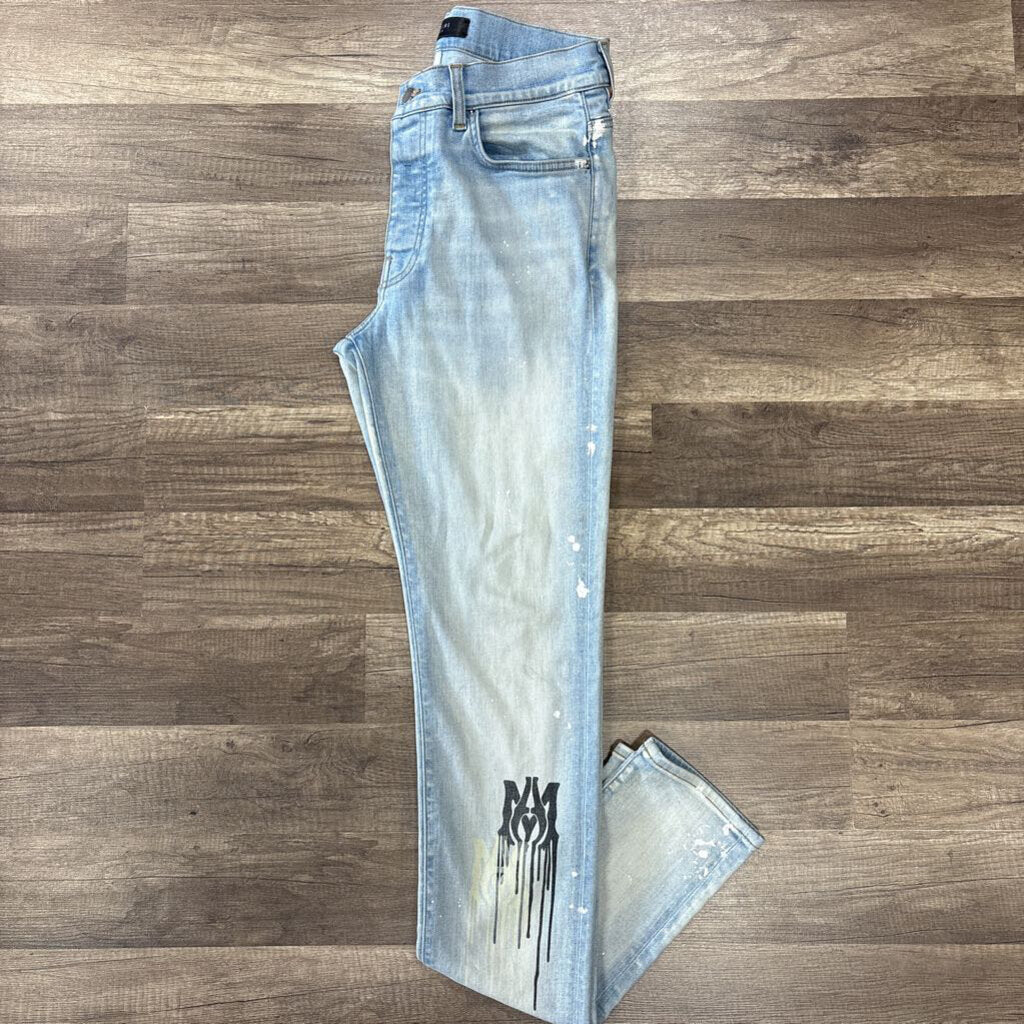Amiri Jean MA Logo paint splatter blue