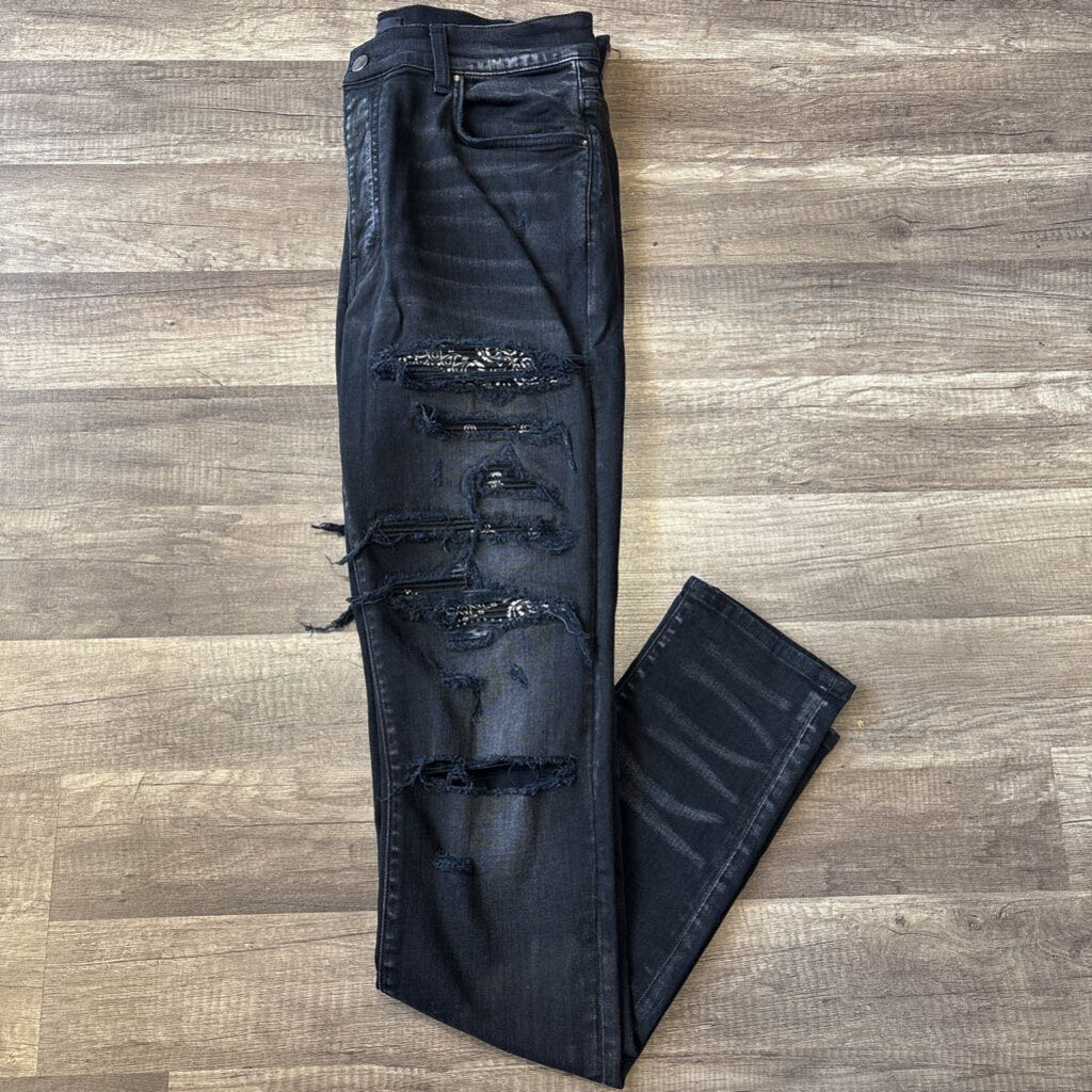Amiri Jean black thrasher paisley patch