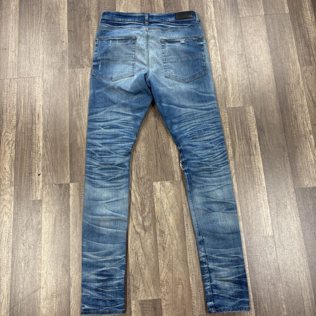Amiri jean MX 1 blue white tie dye patch