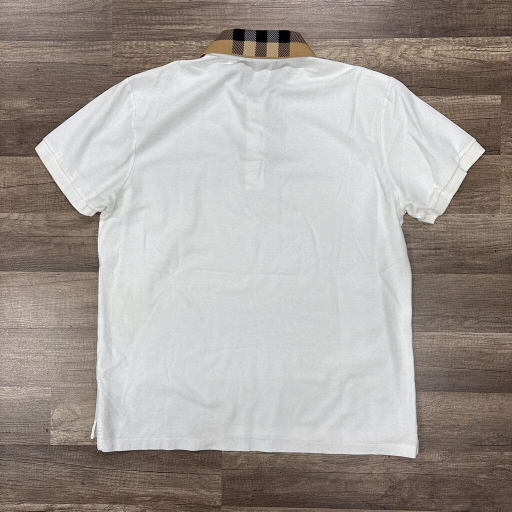 Burberry polo shirt white plaid collar