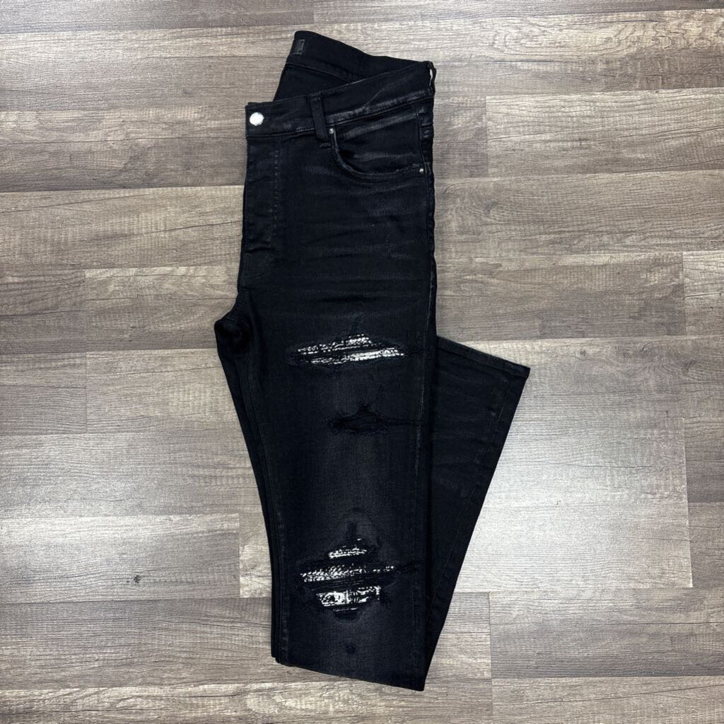 Amiri jean MX 1 black white knit patch