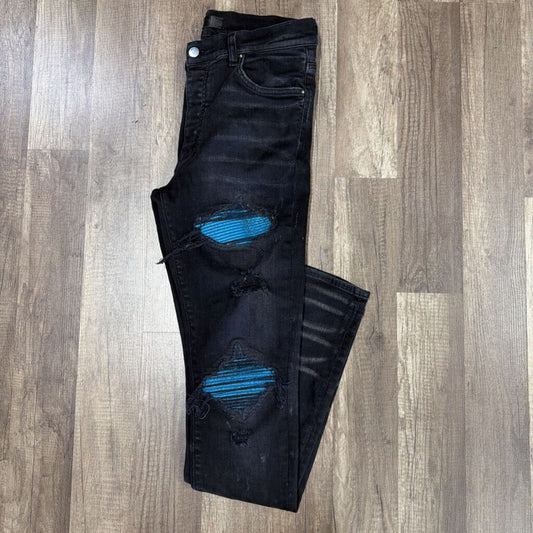 Amiri MX1 Black Jeans Blue Patch