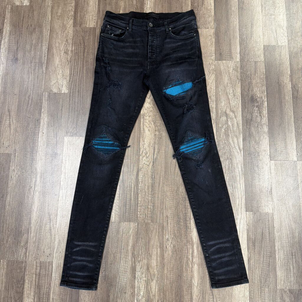Amiri MX1 Black Jeans Blue Patch