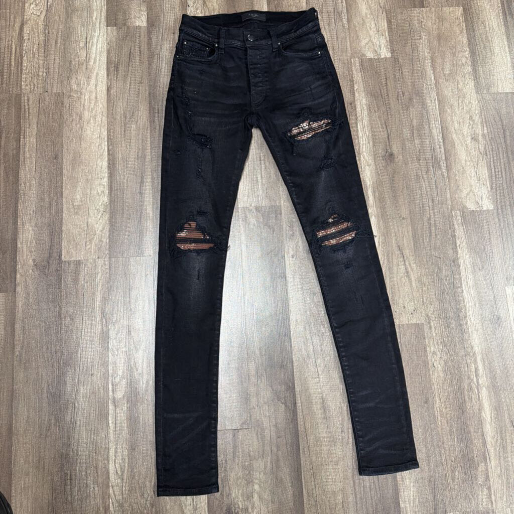 Amiri Mx-1 Jeans Black Brown Bandana Patch