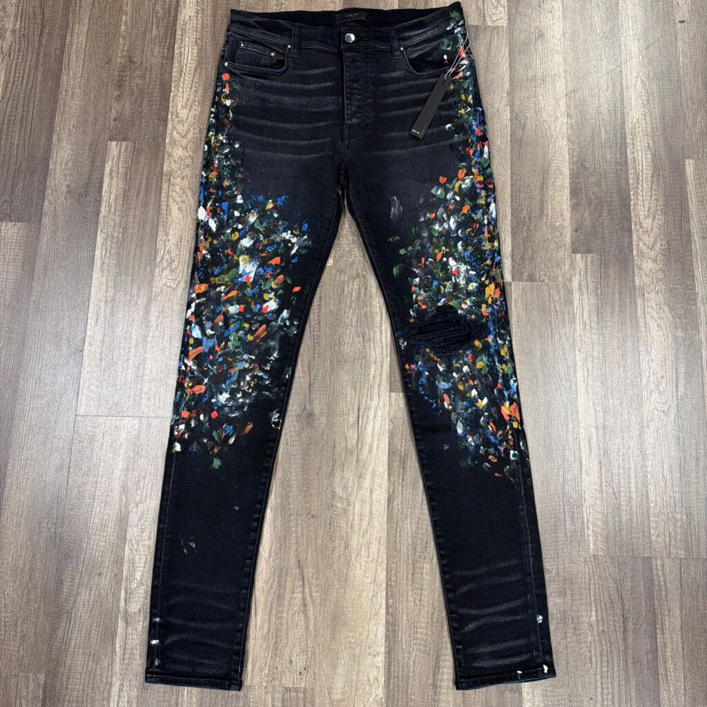 Amiri Jeans Black Paint Splatter