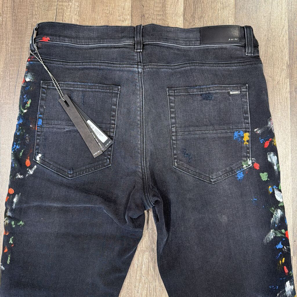 Amiri Jeans Black Paint Splatter