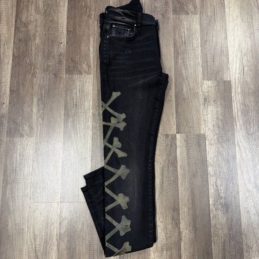 Amiri jeans black camo cross bone