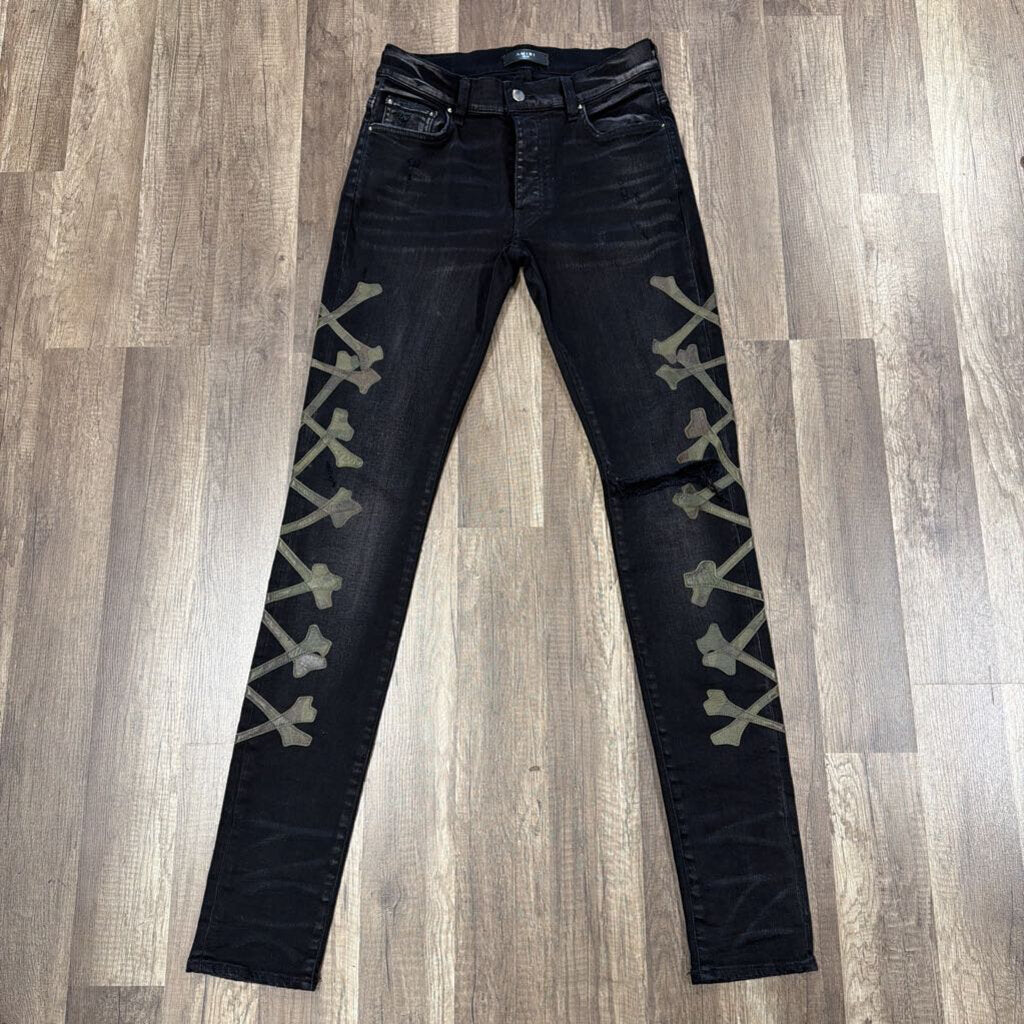 Amiri jeans black camo cross bone