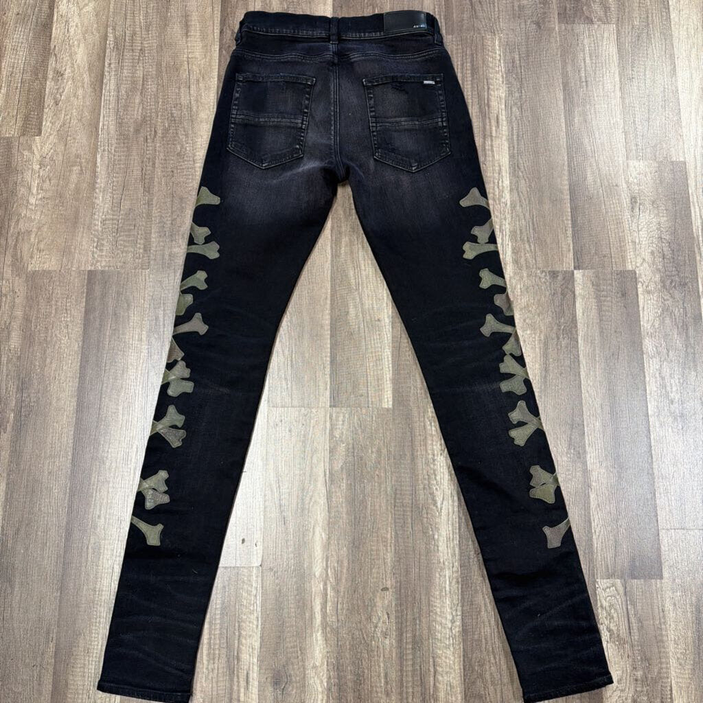 Amiri jeans black camo cross bone