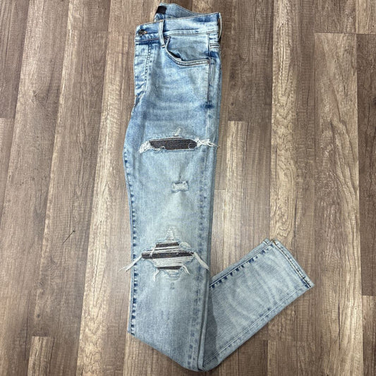 Amiri Jeans MX 1 blue glitter patch