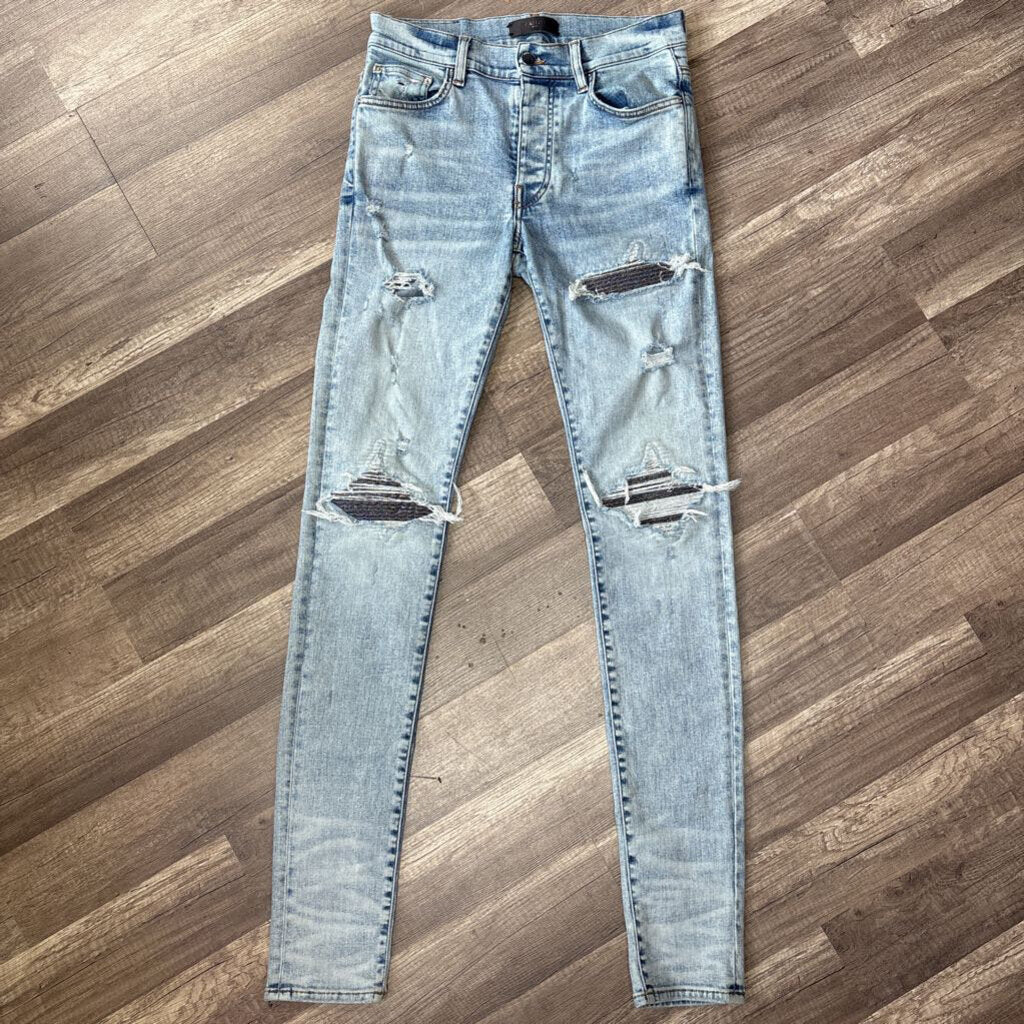 Amiri Jeans MX 1 blue glitter patch