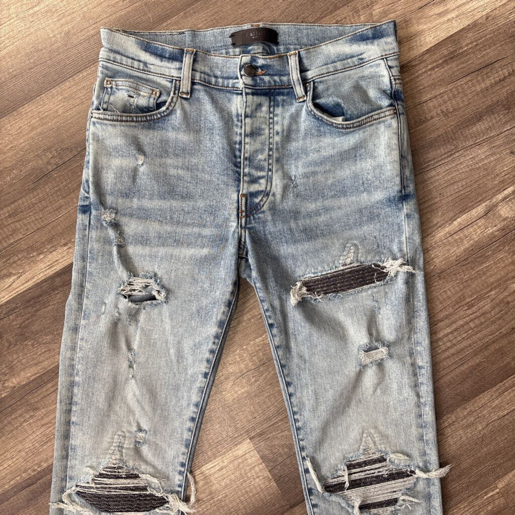 Amiri Jeans MX 1 blue glitter patch