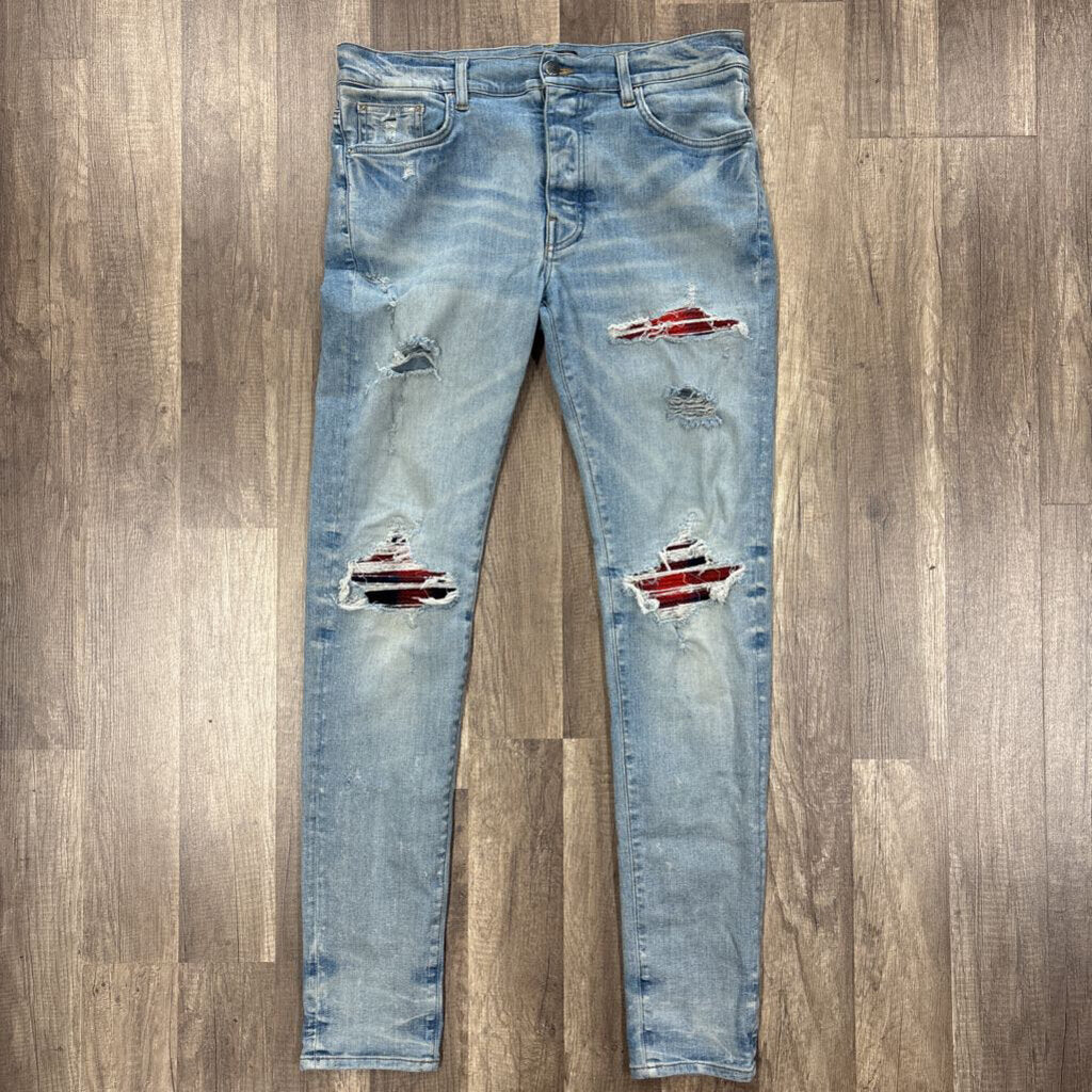 Amiri jeans MX 1 Red flannel patch