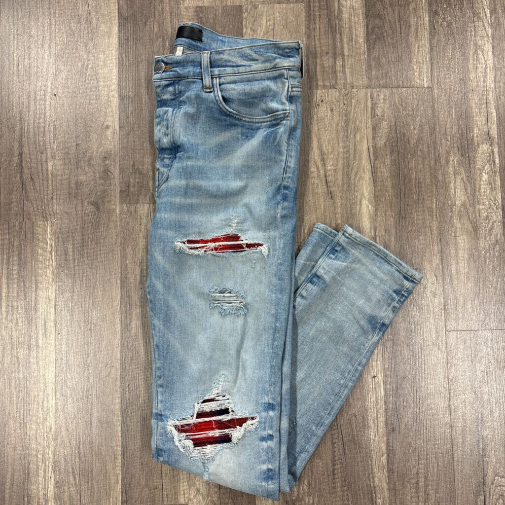 Amiri jeans MX 1 Red flannel patch
