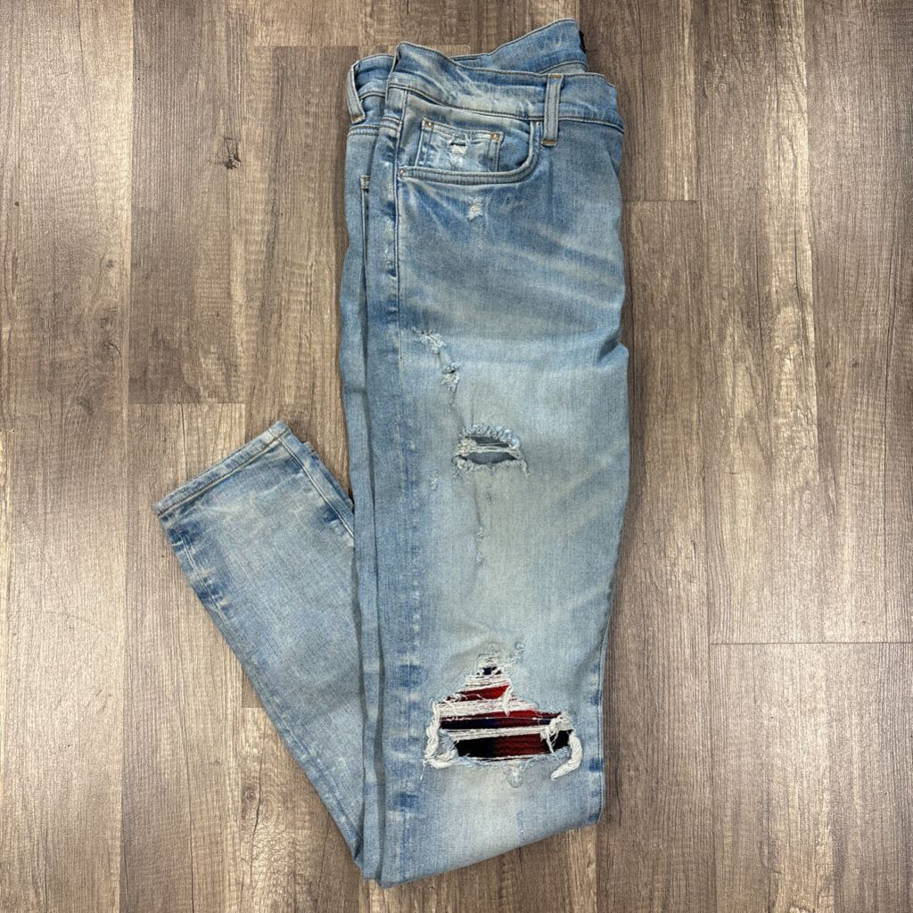 Amiri jeans MX 1 Red flannel patch
