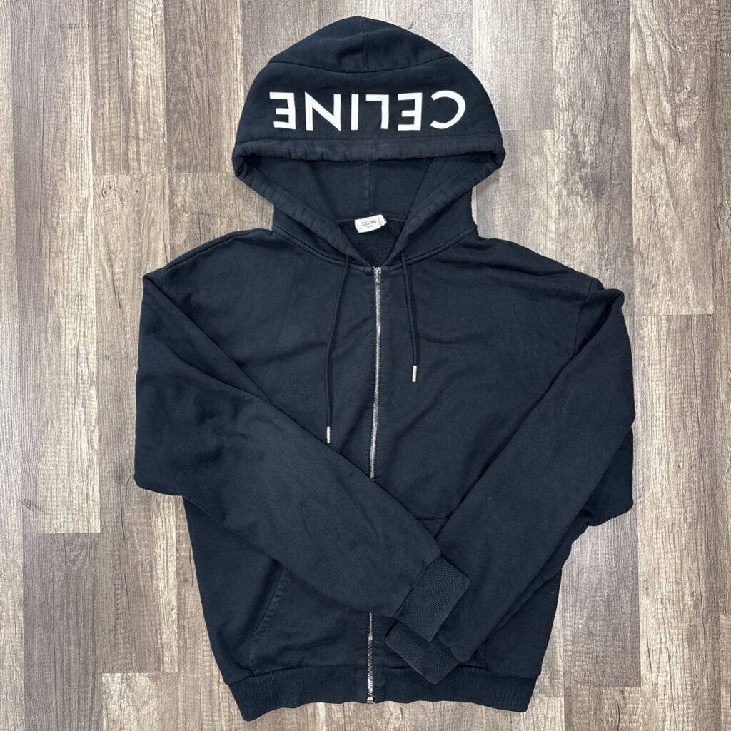 Celine zip up hoodie black