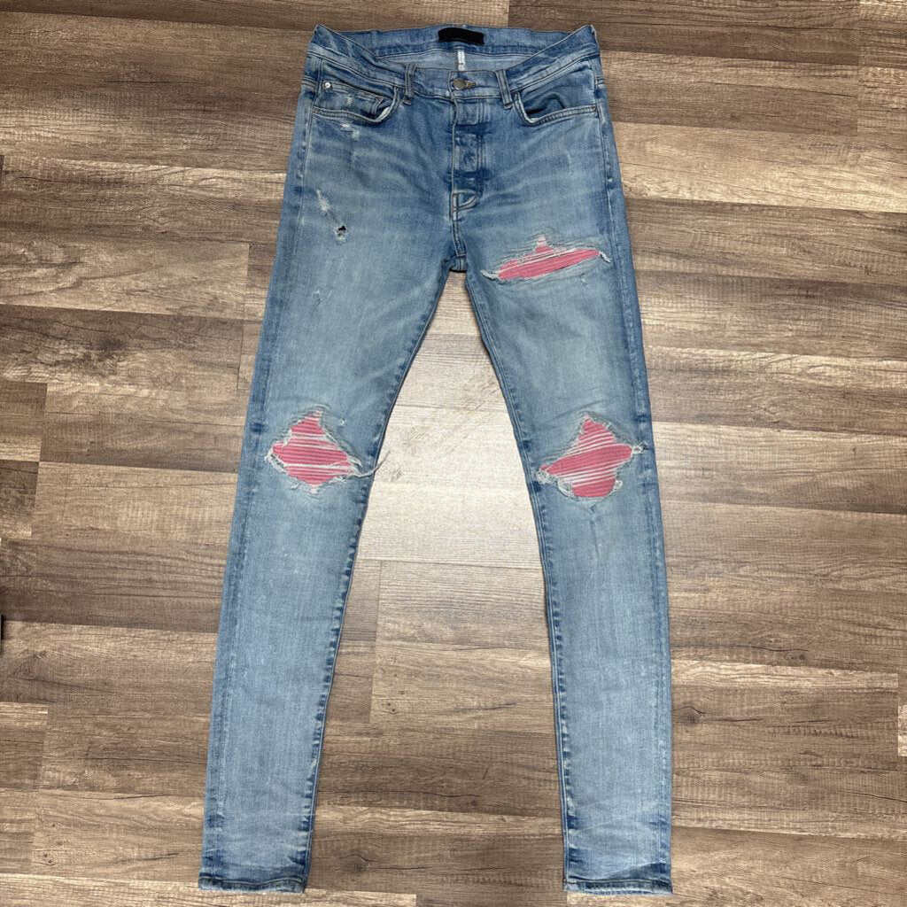 Amiri Jean Blue MX1 Pink Patch
