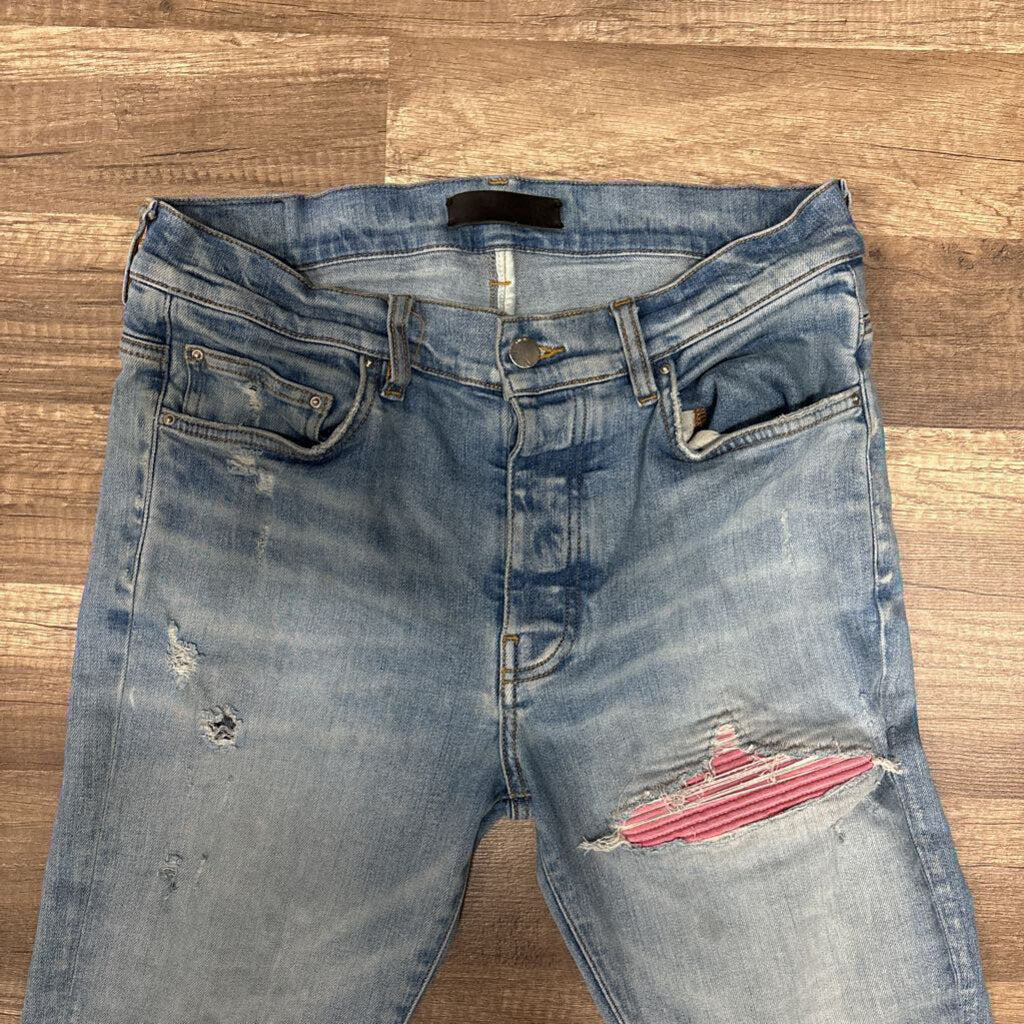 Amiri Jean Blue MX1 Pink Patch