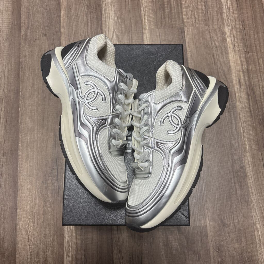 Chanel Trainer Cream Silver