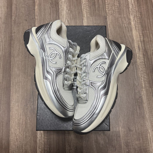 Chanel Trainer Cream Silver