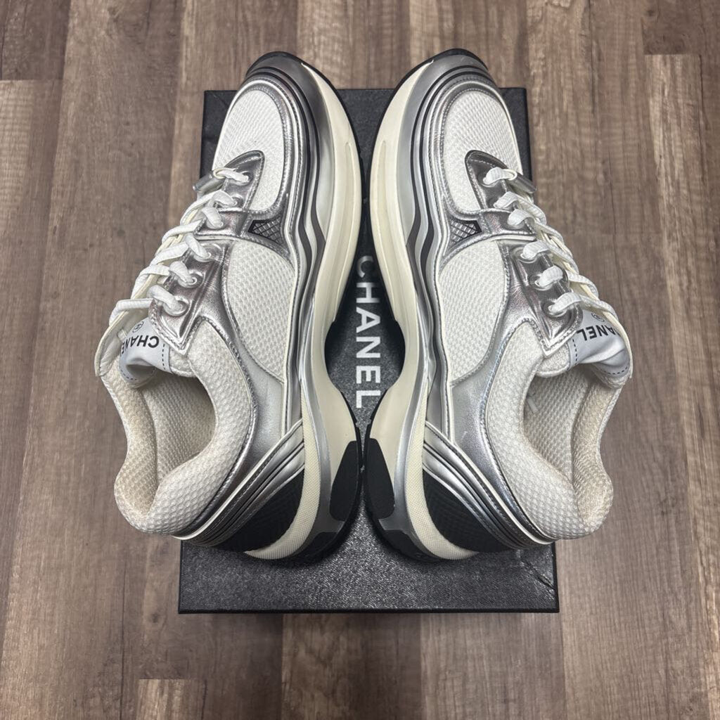 Chanel Trainer Cream Silver