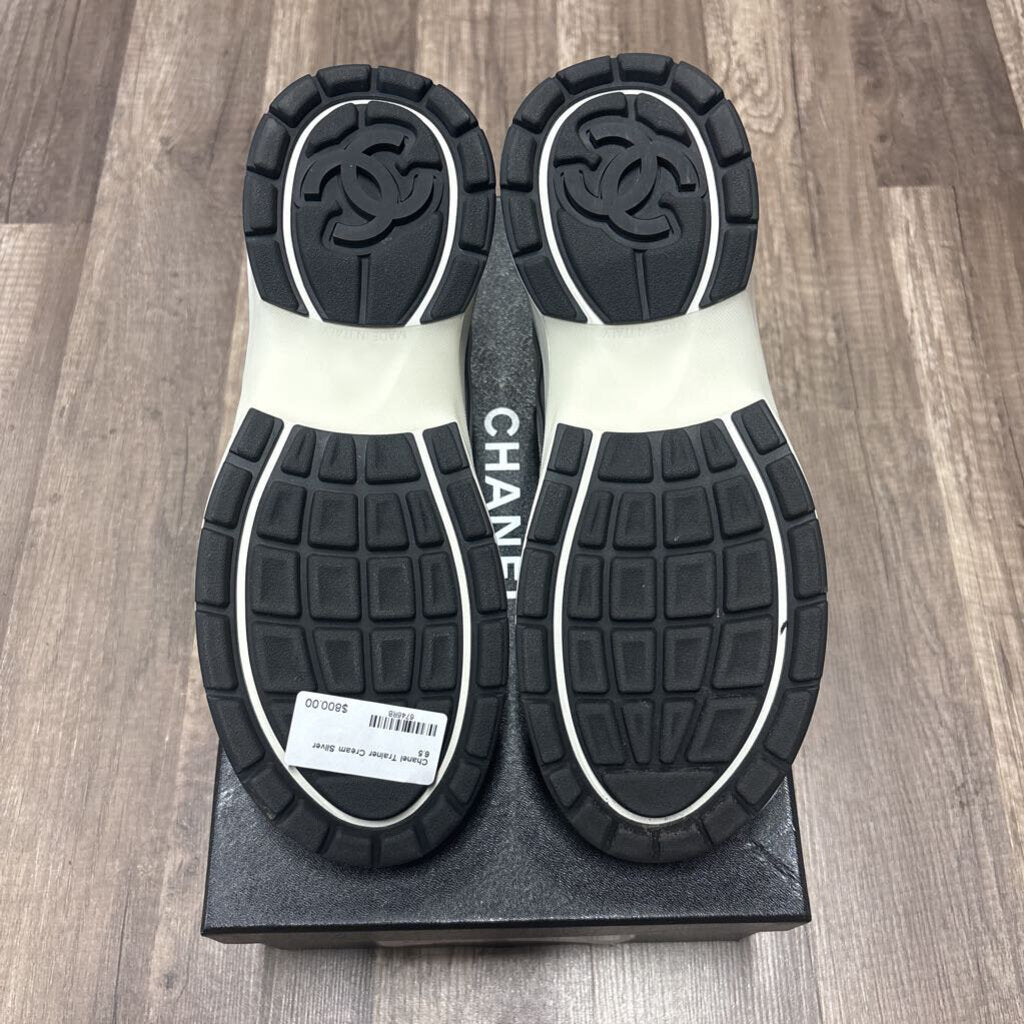 Chanel Trainer Cream Silver