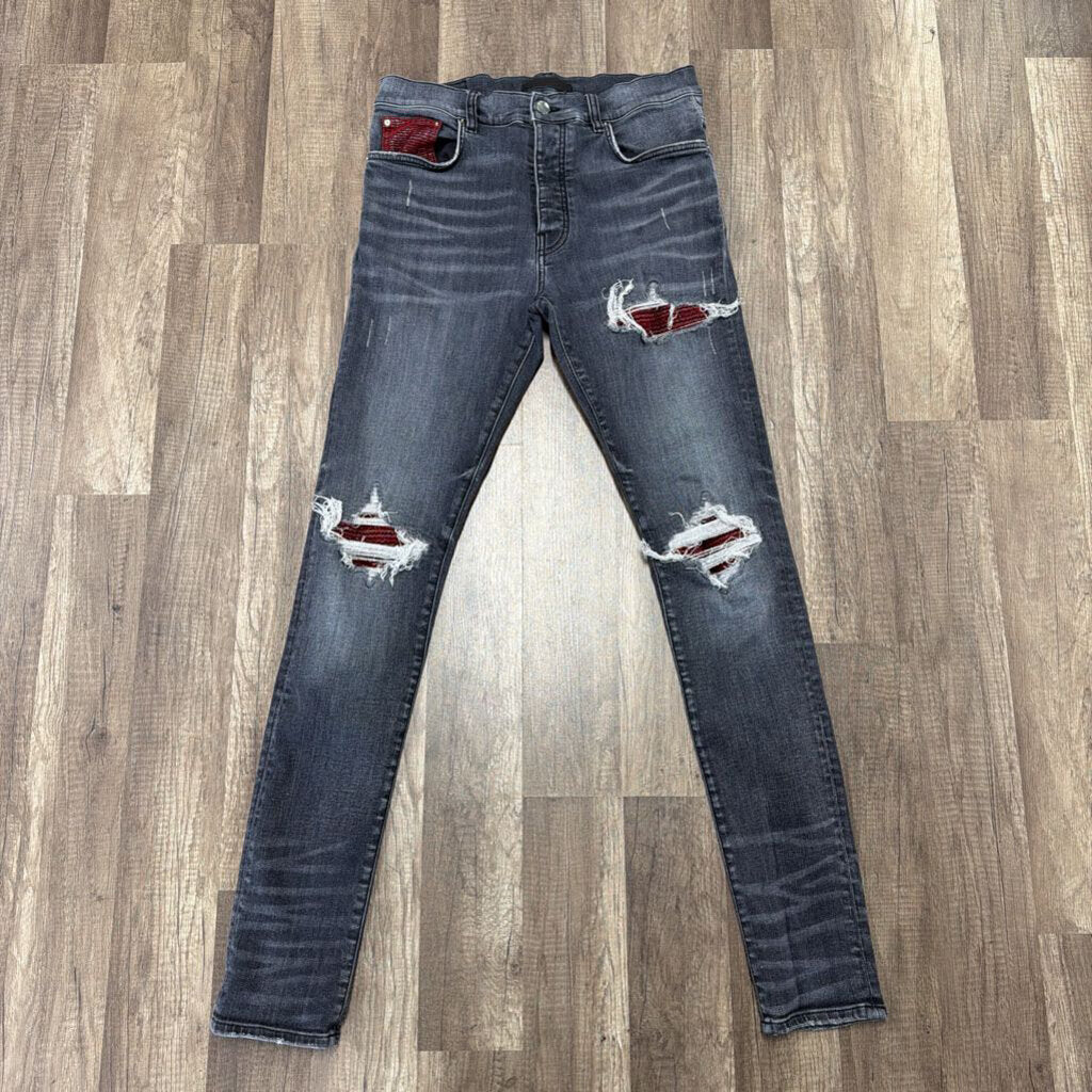 Amiri Jean Mx1 Grey Red Patch