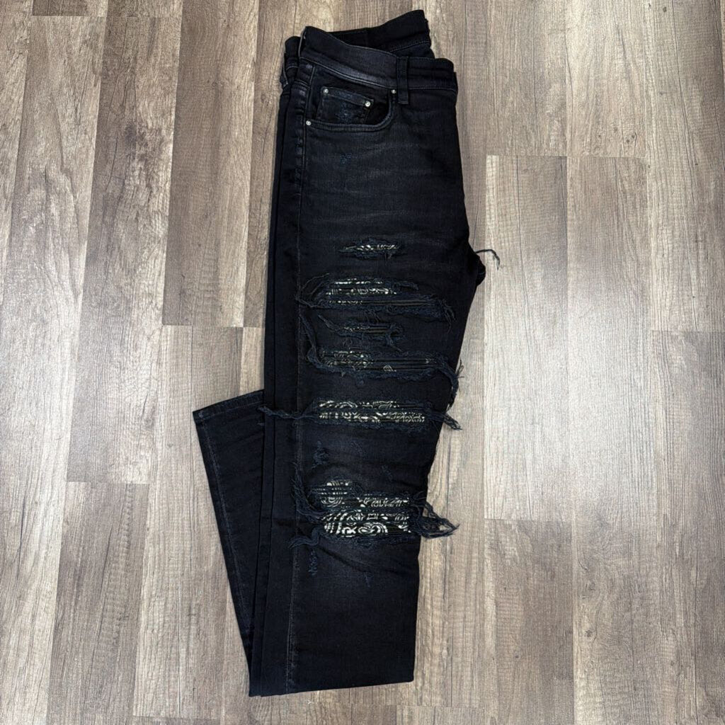 Amiri Jean Mx1 Black Paisley Patch