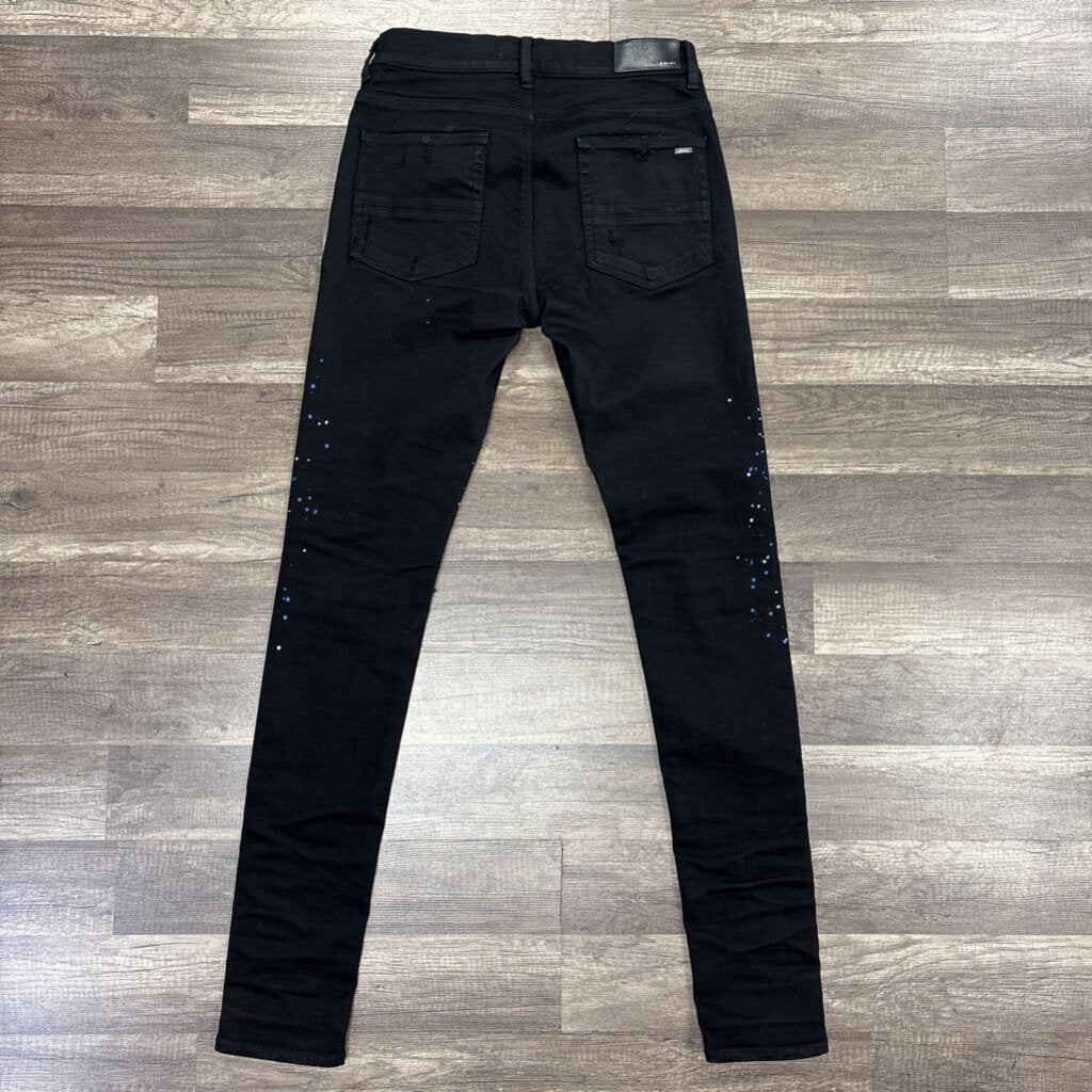Amiri Jean Bedazzled Black Blue