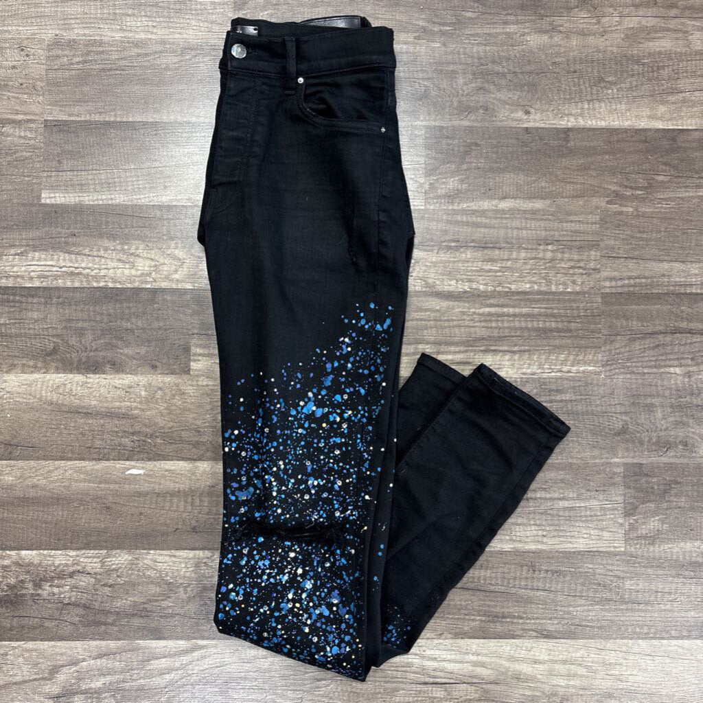 Amiri Jean Bedazzled Black Blue