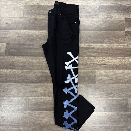 Amiri jean black blue bone patch