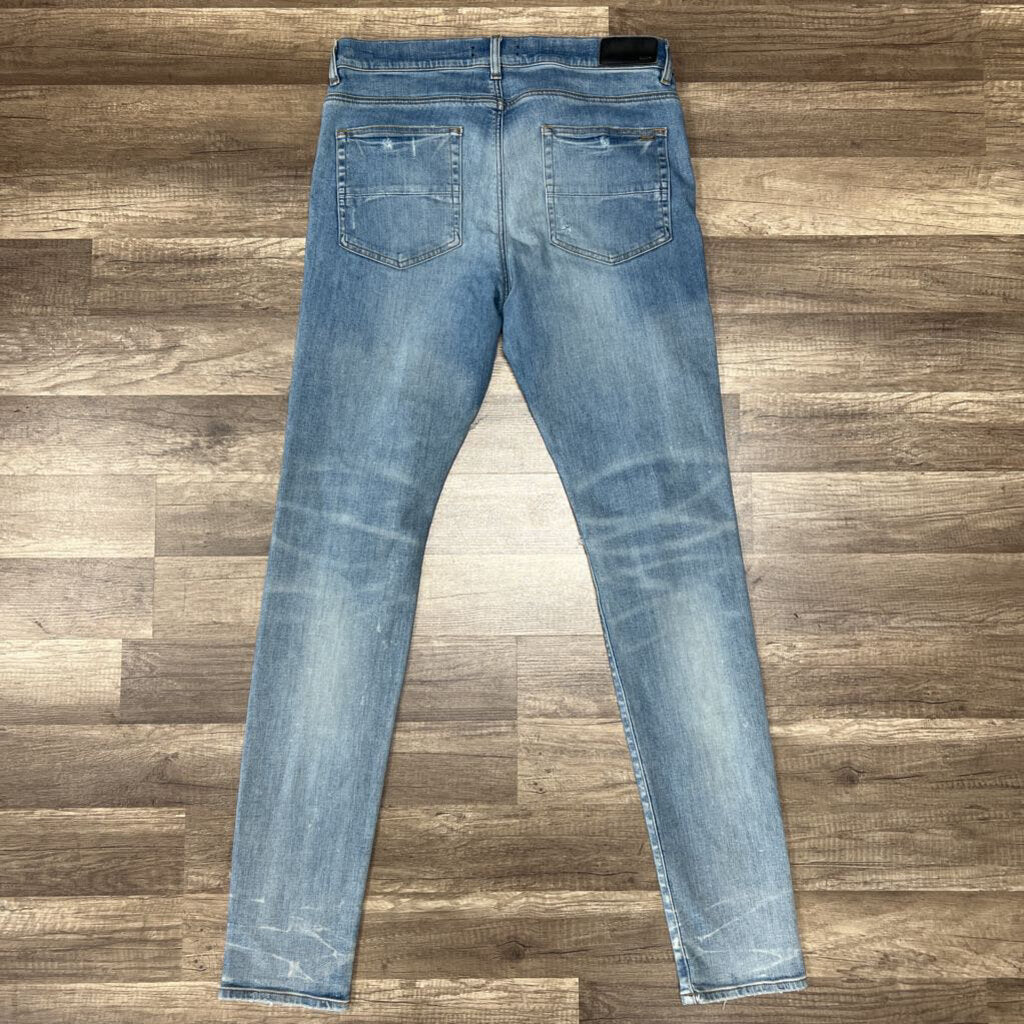 Amiri jean blue multicolor thrasher patch