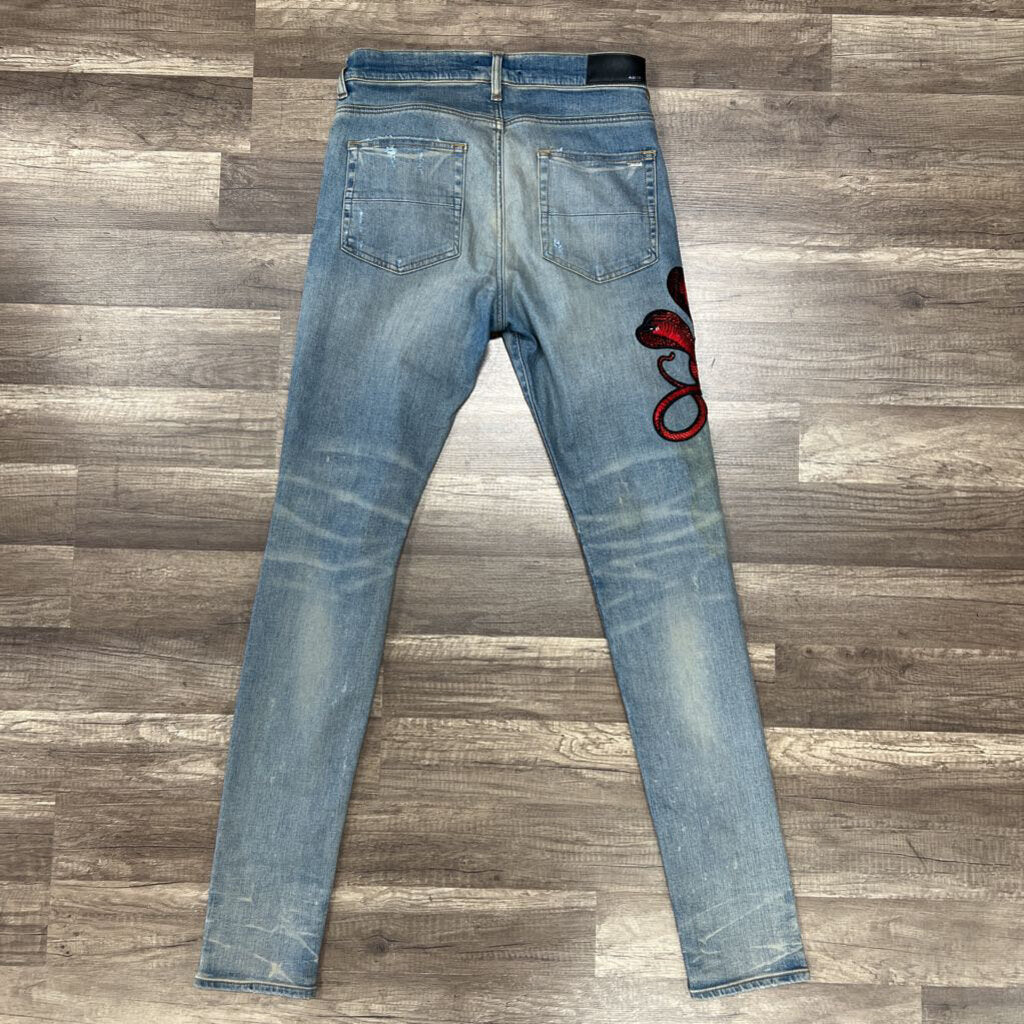 Amiri jean blue snake patch