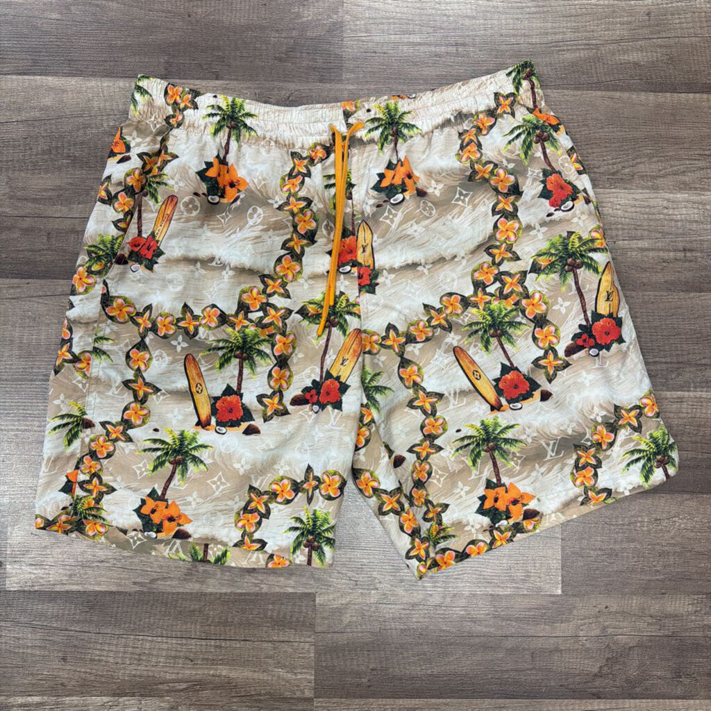 Louis Vuitton swim trunks brown floral