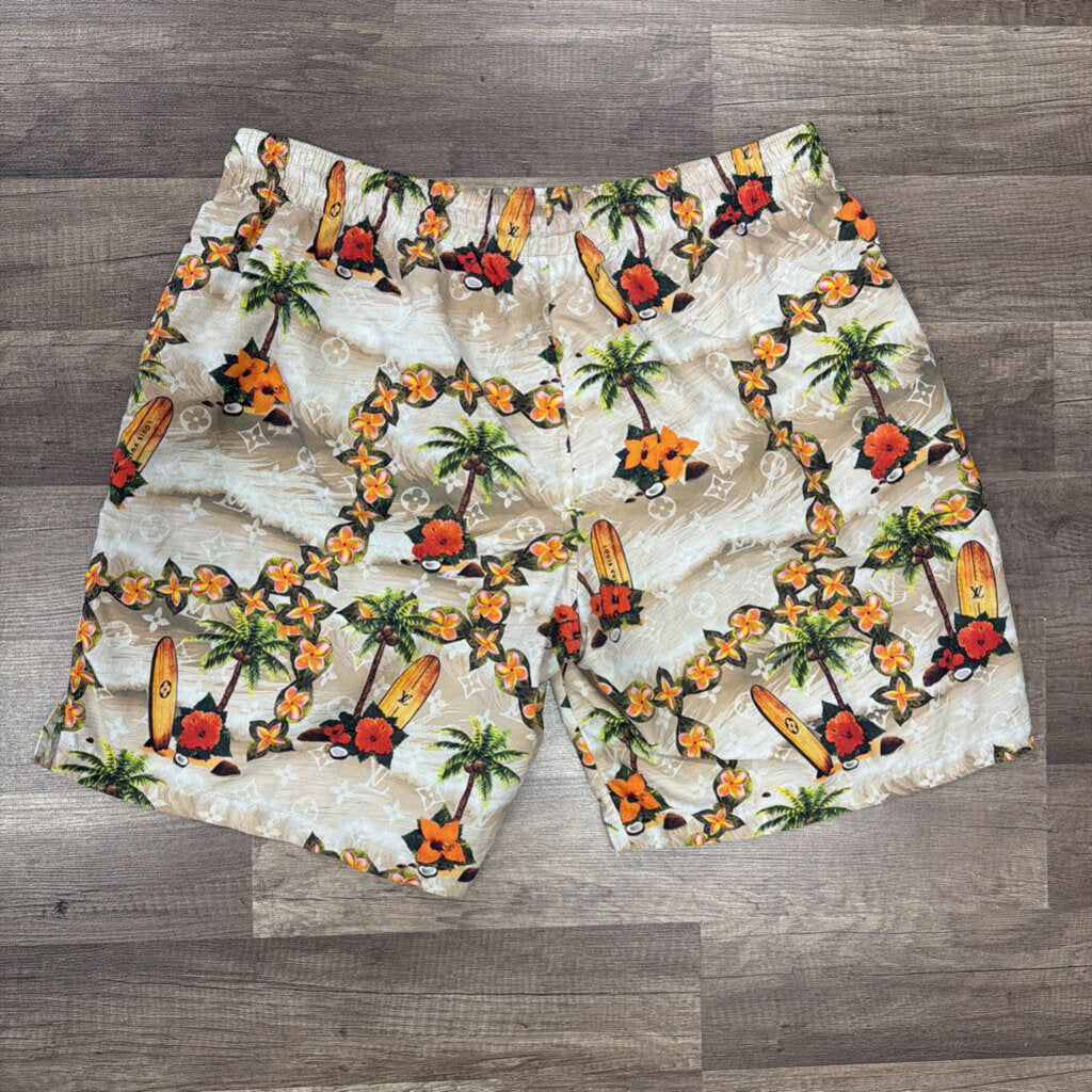 Louis Vuitton swim trunks brown floral