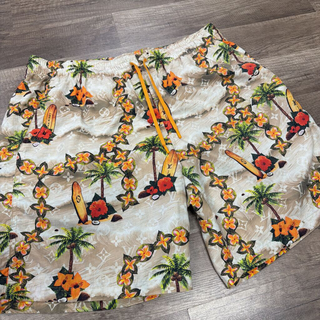 Louis Vuitton swim trunks brown floral