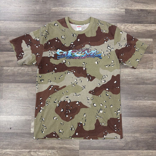 Supreme camo shirt blue logo