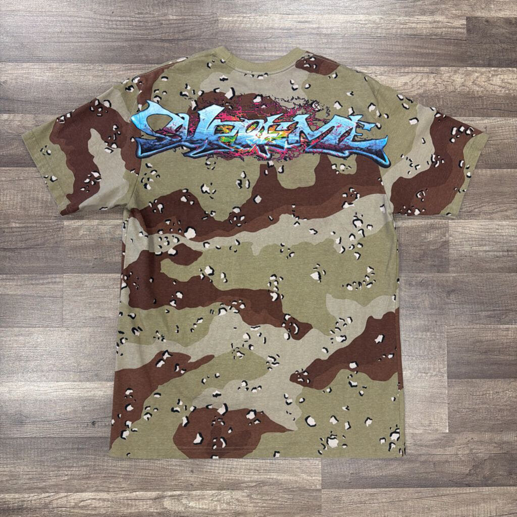 Supreme camo shirt blue logo