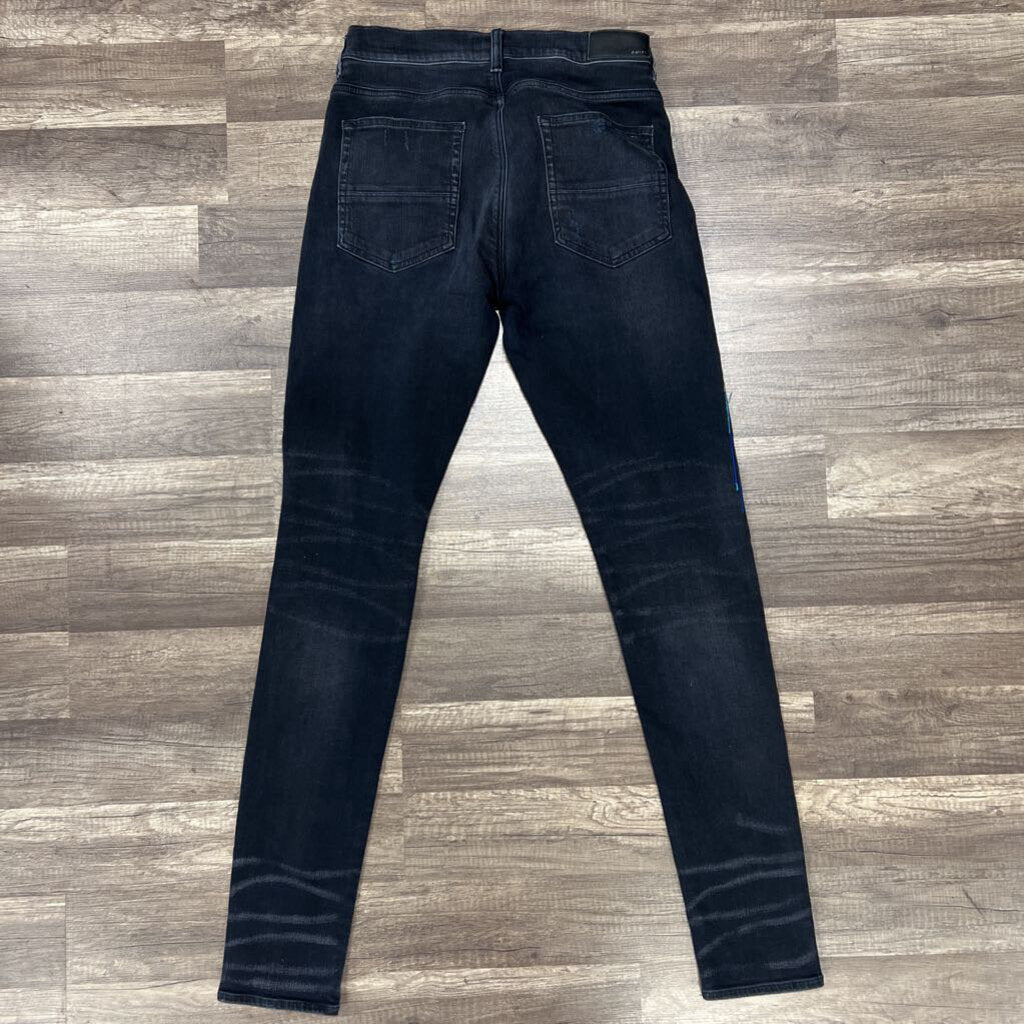 amiri jeans black drip logo