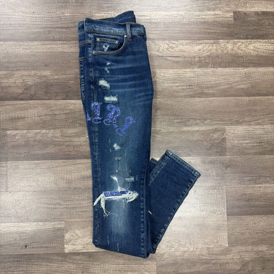 Amiri Jean Oblique Logo dark blue