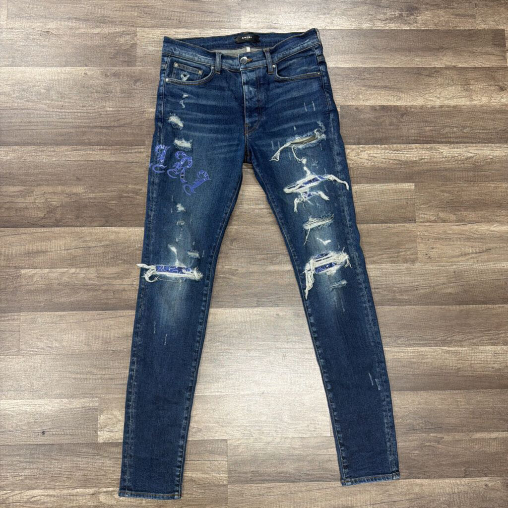 Amiri Jean Oblique Logo dark blue