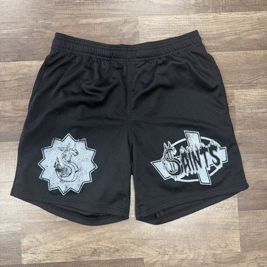 Saints Shorts Black White