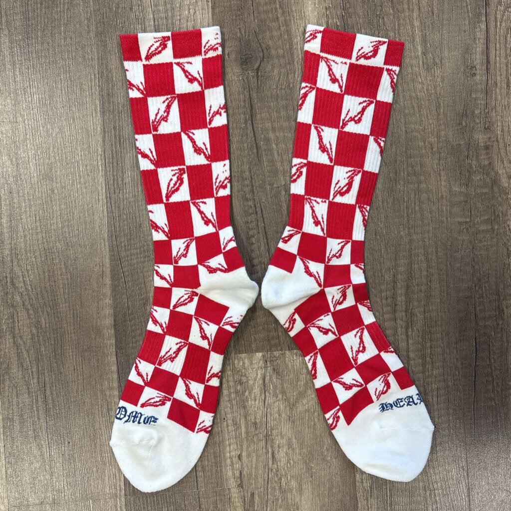 Chrome Hearts White Red Checkered Socks