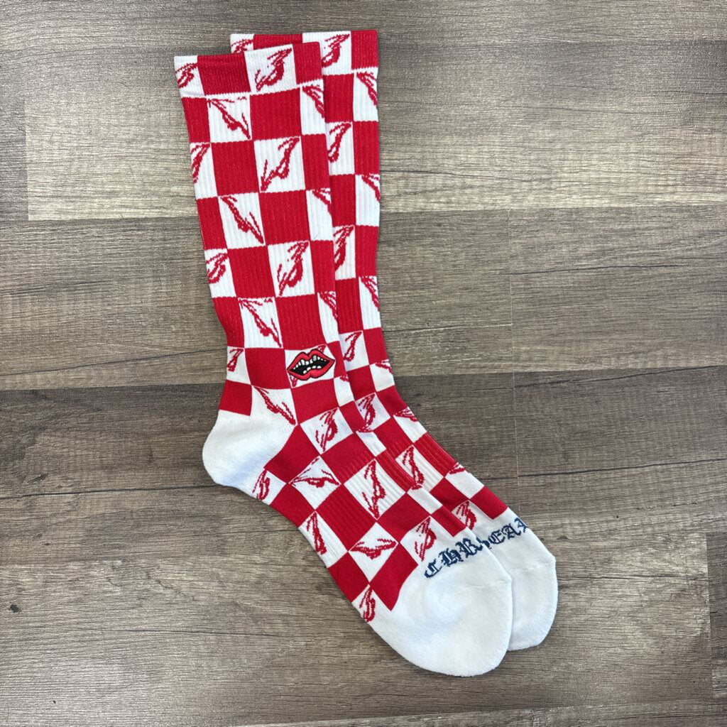 Chrome Hearts White Red Checkered Socks