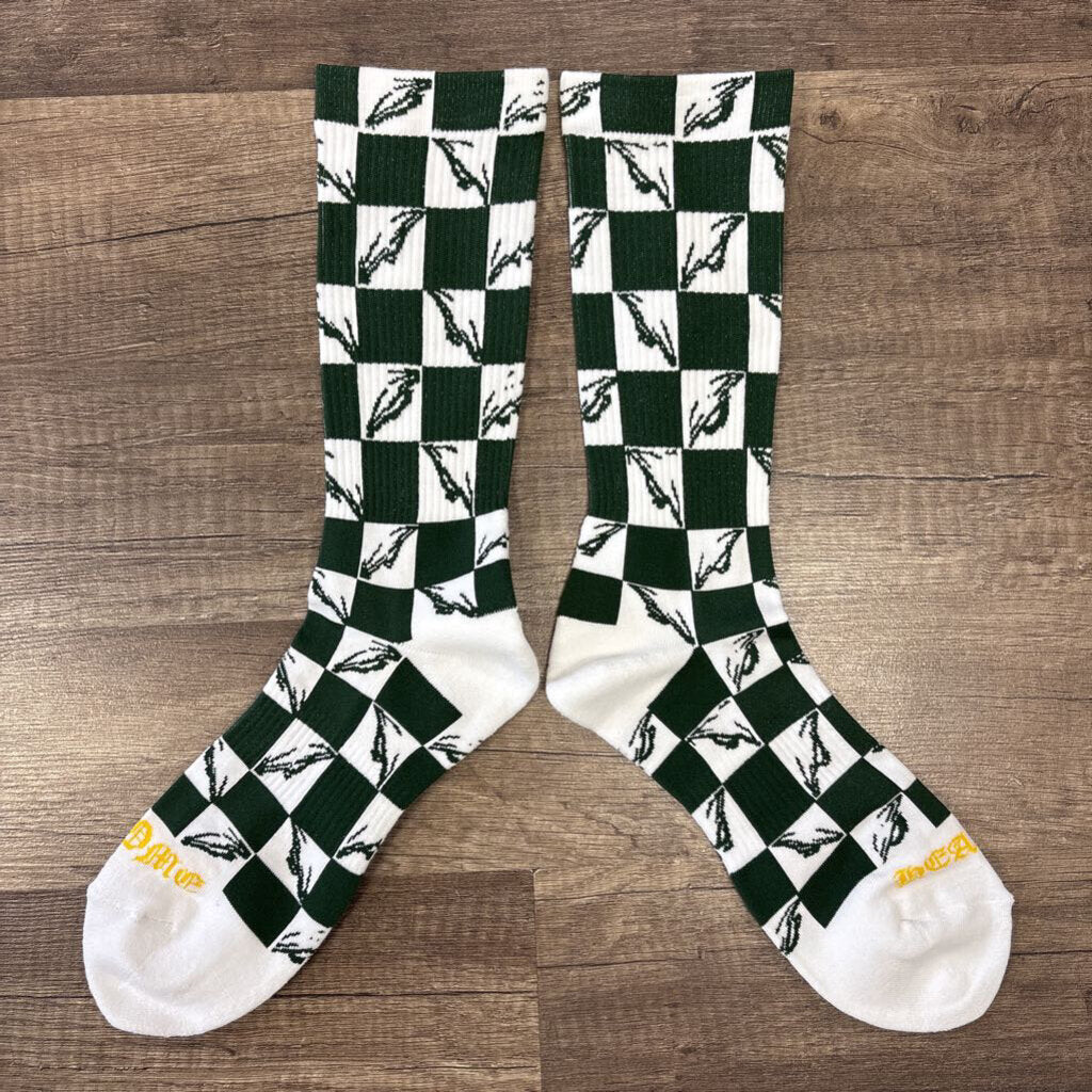 Chrome Hearts White Green Checkered Socks