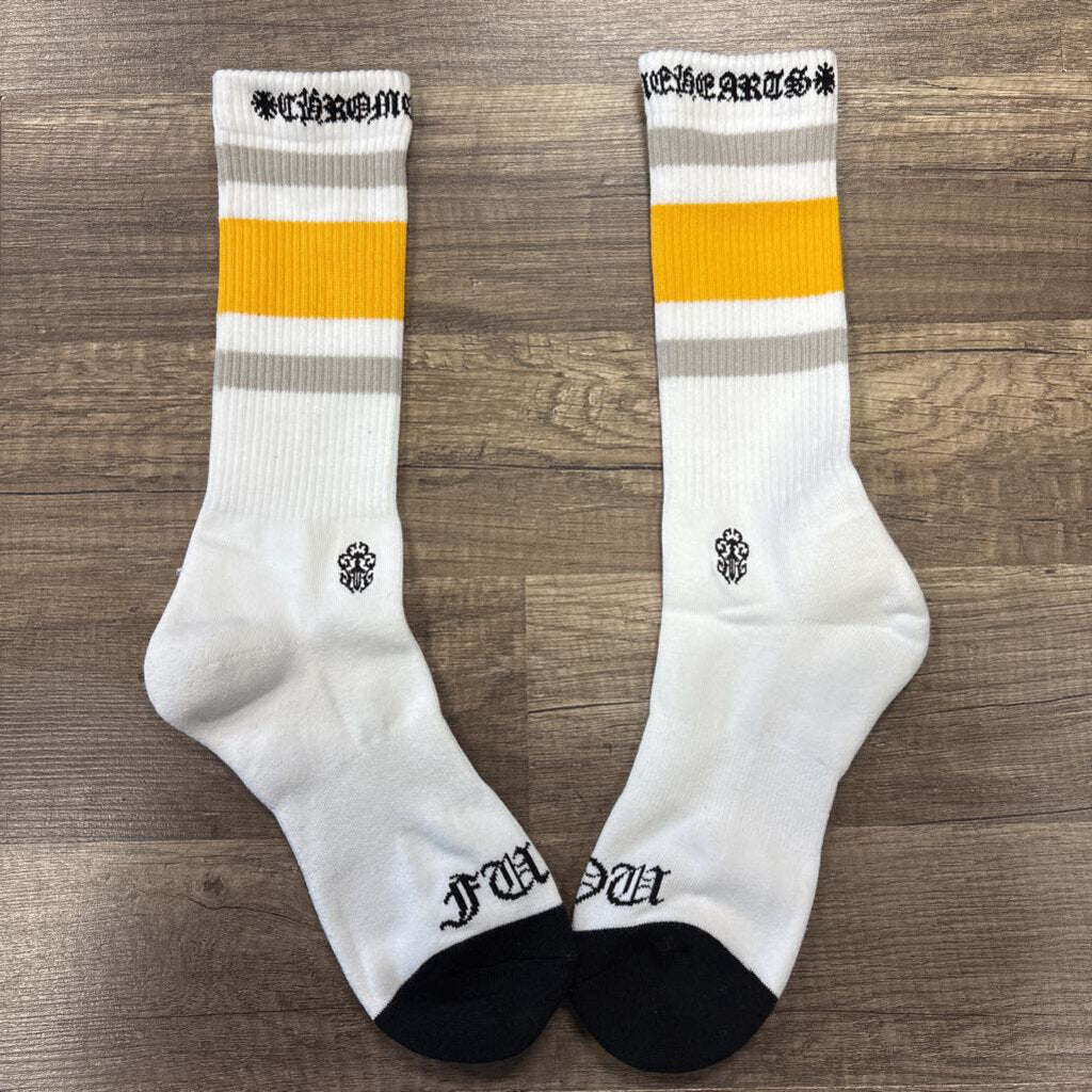 Chrome Hearts White Yellow Stripe Socks