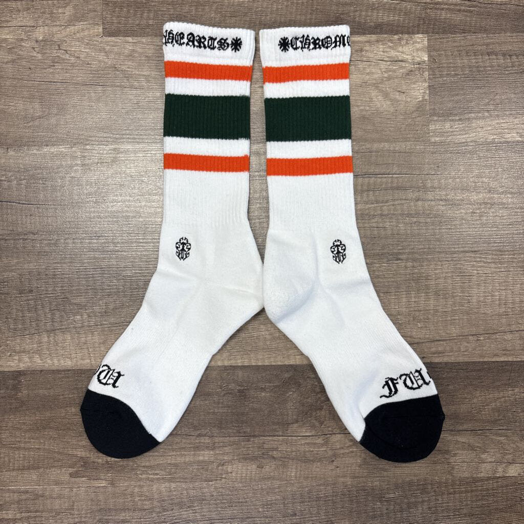 Chrome Hearts White Orange Stripe Socks