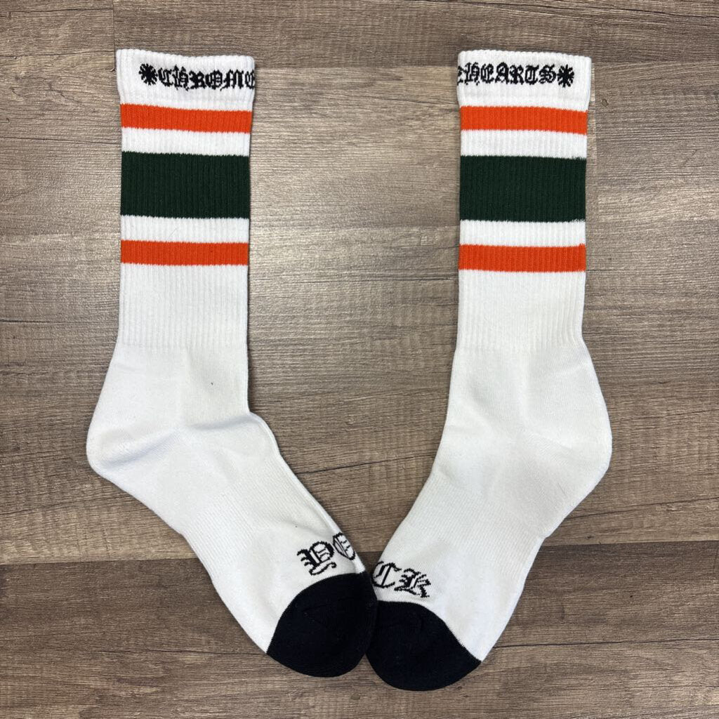 Chrome Hearts White Orange Stripe Socks