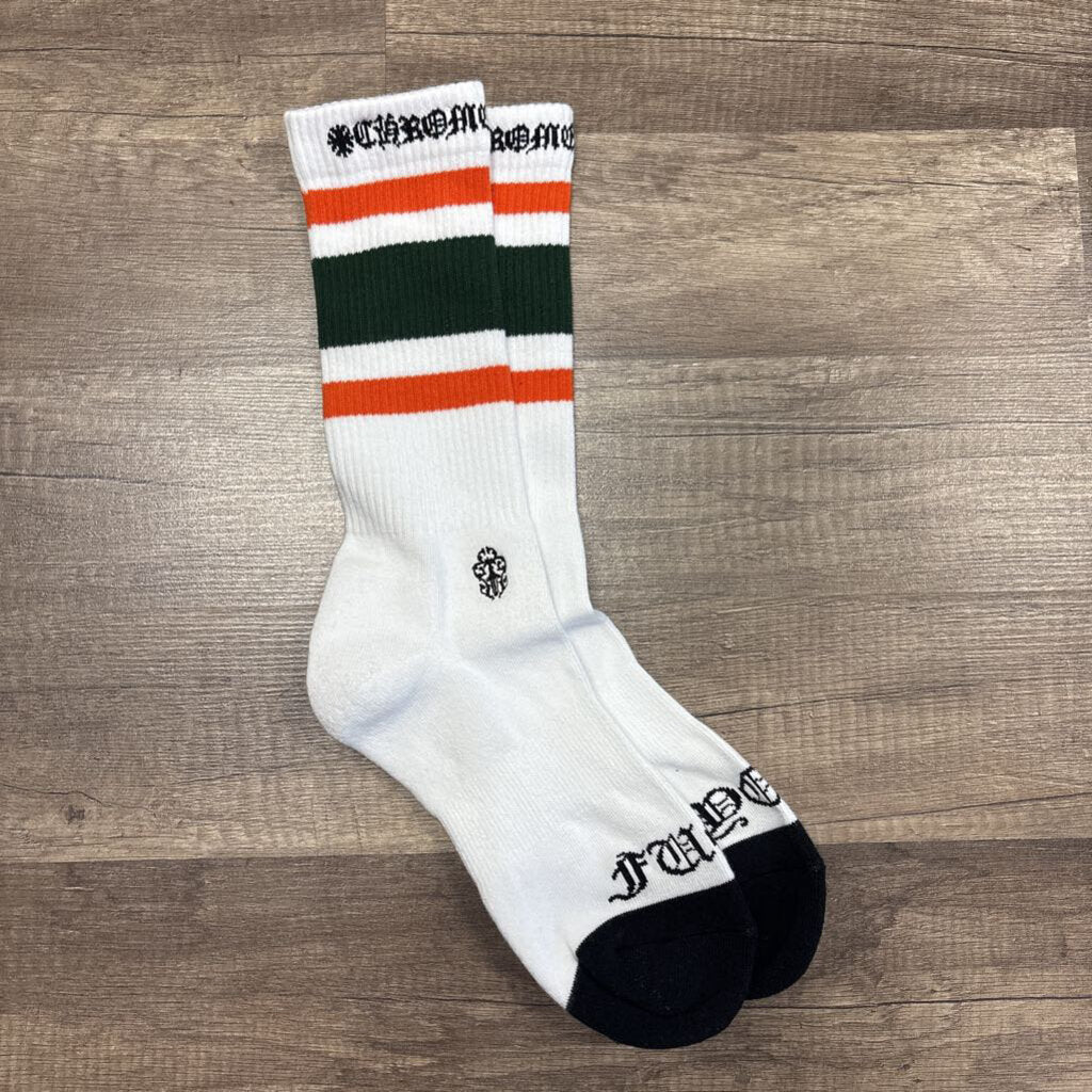 Chrome Hearts White Orange Stripe Socks